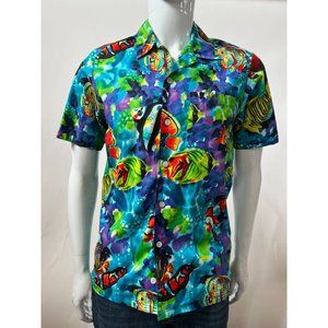 Scorpio Tropical Fish Hawaiian Shirt Vintage Sz Sm Cotton